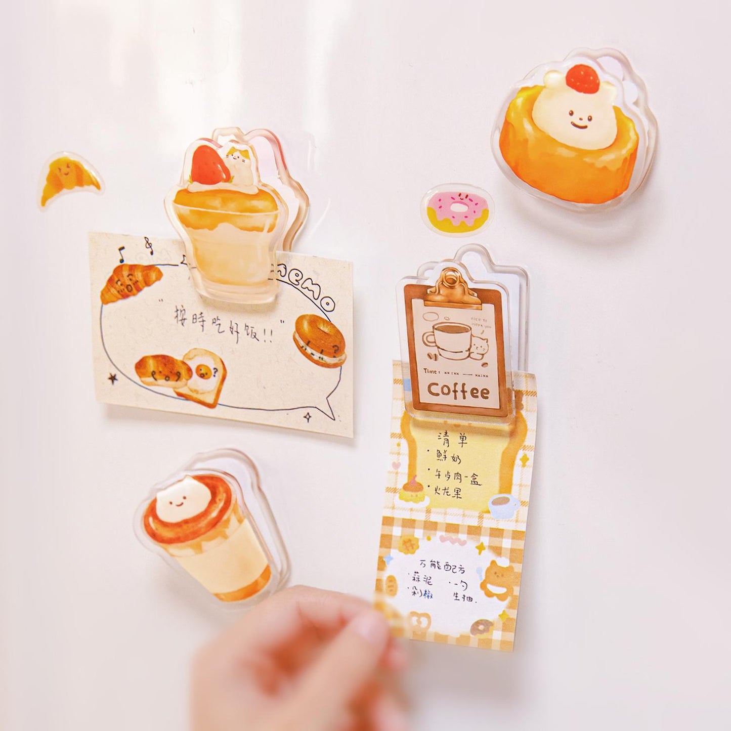 Cute Coffee Cake Acrylic Clips | Fridge Magnet | Strong Paper Clips | Cute Journal Supplies Planner Traveler's Notebook Accessories