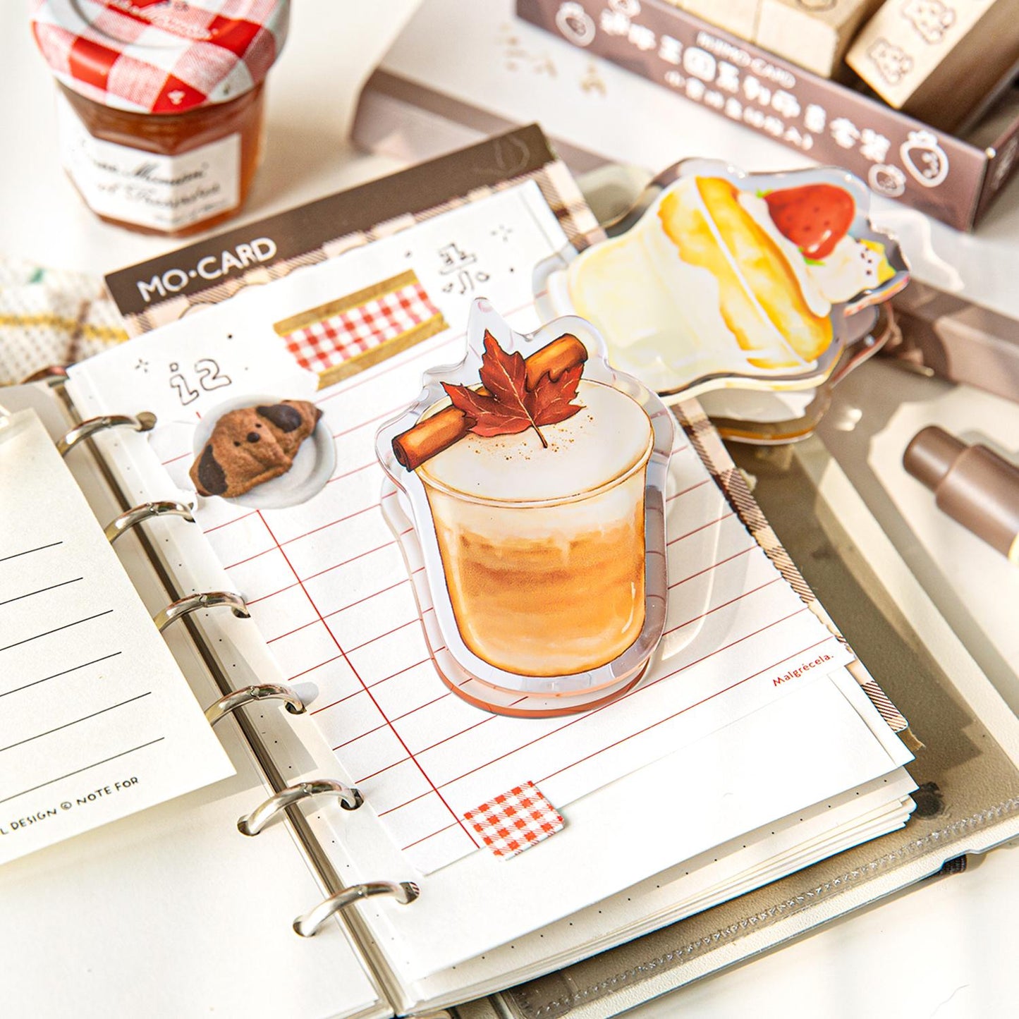 Cute Coffee Cake Acrylic Clips | Fridge Magnet | Strong Paper Clips | Cute Journal Supplies Planner Traveler's Notebook Accessories