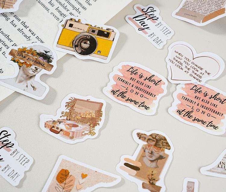 46pcs Retro Sticker Pack | Old Newspaper Camera Sculpture Stickers | Journal Scrapbooking Collage Crafting Supplies | Planner Sticker
