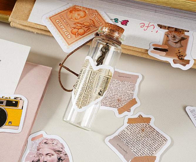 46pcs Retro Sticker Pack | Old Newspaper Camera Sculpture Stickers | Journal Scrapbooking Collage Crafting Supplies | Planner Sticker