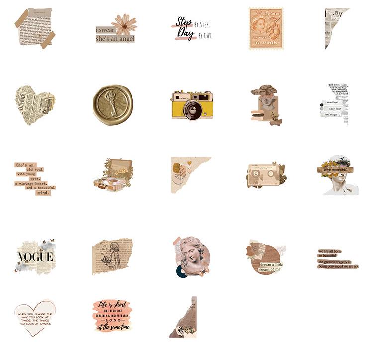 46pcs Retro Sticker Pack | Old Newspaper Camera Sculpture Stickers | Journal Scrapbooking Collage Crafting Supplies | Planner Sticker