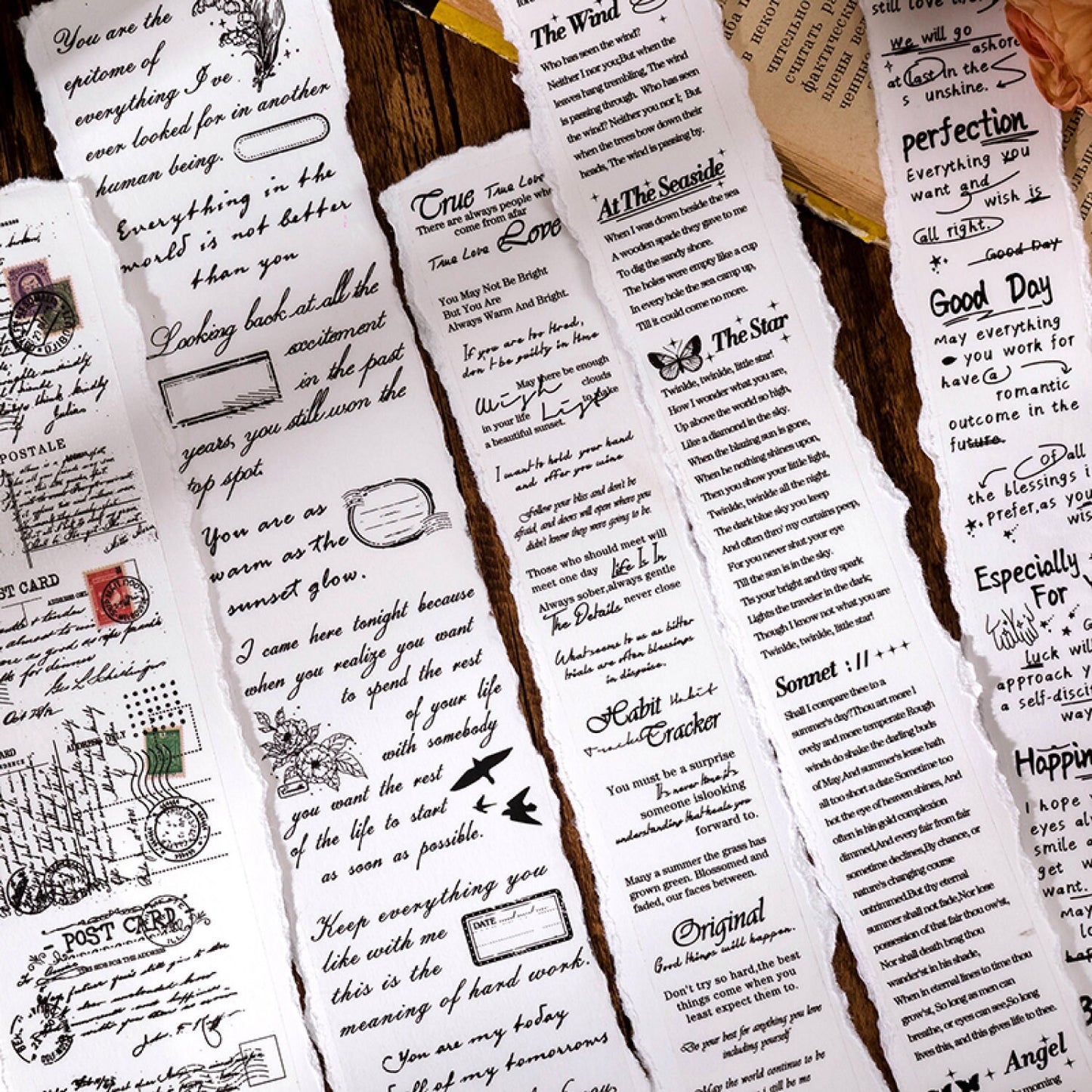 Time Manuscript Washi Tape | Japanese Washi Tape | Decorative Tapes | Planner BUJO Journaling Supplies