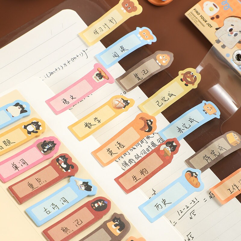 Kawaii Bread and Cat Page Marker | Sticky Notes | Cute Bread Page Flags | Page Markers | Sticky Tabs | Study School Planner Journal Supplies