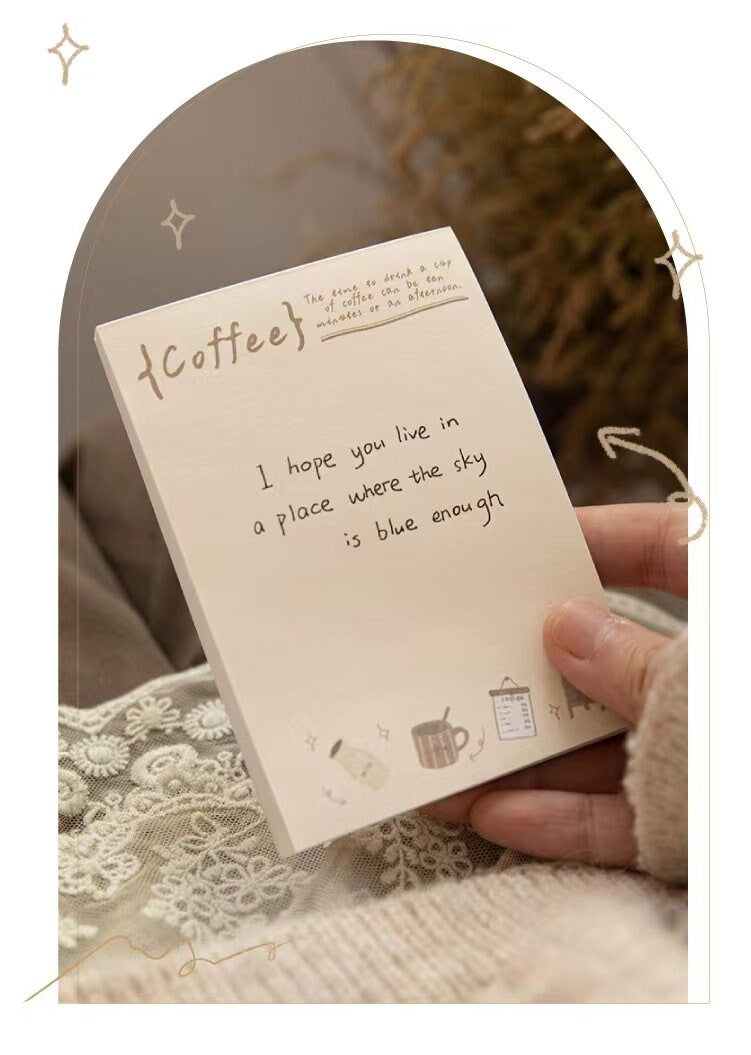 80pcs Cute Notepad | Coffee Bread Planner Memo Pad | Bakery Writing Pad | Planner Memo | Stationery Planner Journal Accessory Supplies