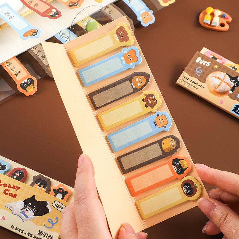 Kawaii Bread and Cat Page Marker | Sticky Notes | Cute Bread Page Flags | Page Markers | Sticky Tabs | Study School Planner Journal Supplies