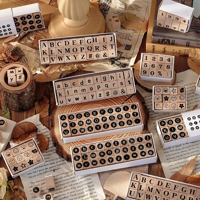 Letter Number Stamp Set | Wooden Stamp Set | Scrapbooking | | Junk Journal | Craft Supplies