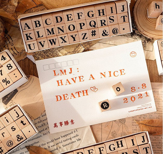 Letter Number Stamp Set | Wooden Stamp Set | Scrapbooking | | Junk Journal | Craft Supplies