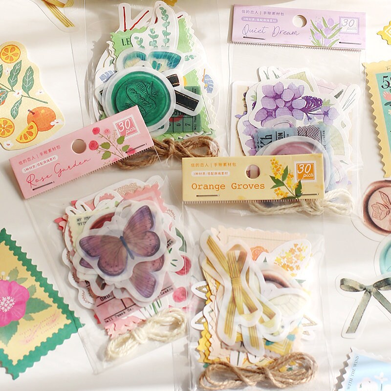 30pcs Eden Post Sticker Pack / Floral Botanical / Stickers / Planner Sticker Set / Junk Journal