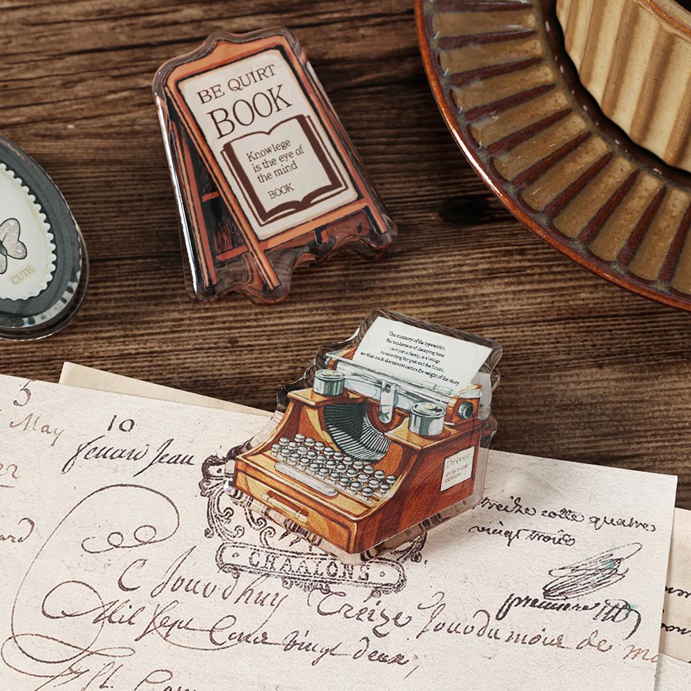 Retro Typewriter Butterfly Book Acrylic Journal Clips | Strong Paper Clips | Cute Stationery Journal Supplies Planner TN Accessories