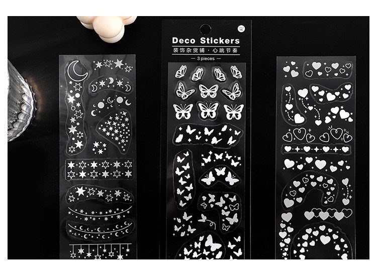 White Ink Deco Stickers | | Scrapbooking | Retro Sticker Pack