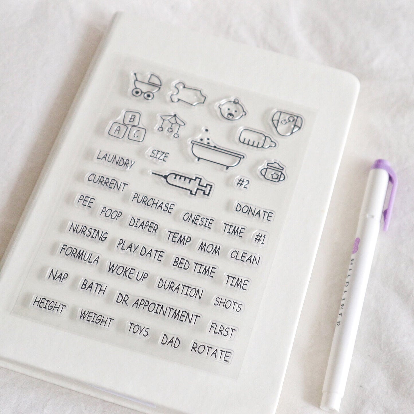 Babysit Rubber Stamp | Transparent Clear Stamp Set | Scrapbooking Stamp | Planner Stamp | | Hobonichi | Traveler’s Notebook