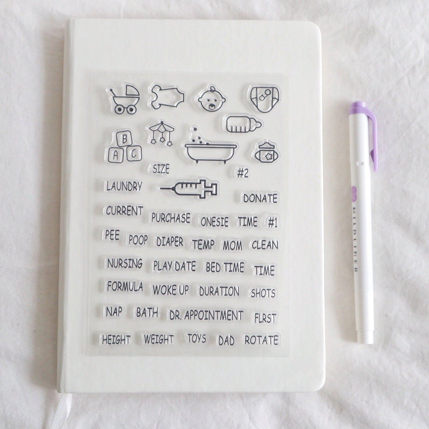 Babysit Rubber Stamp | Transparent Clear Stamp Set | Scrapbooking Stamp | Planner Stamp | | Hobonichi | Traveler’s Notebook