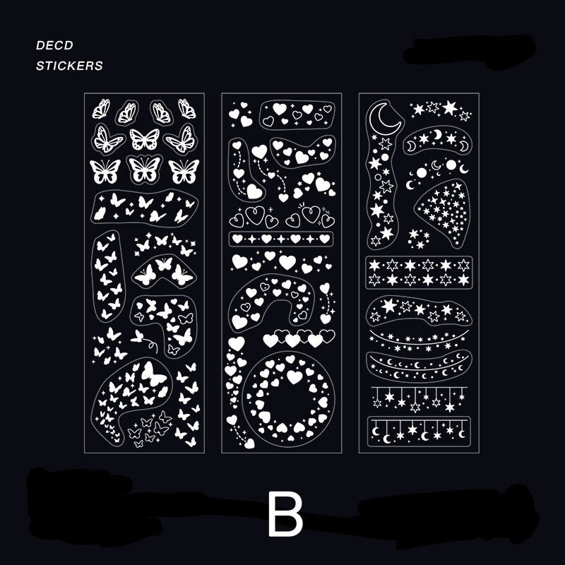 White Ink Deco Stickers | | Scrapbooking | Retro Sticker Pack