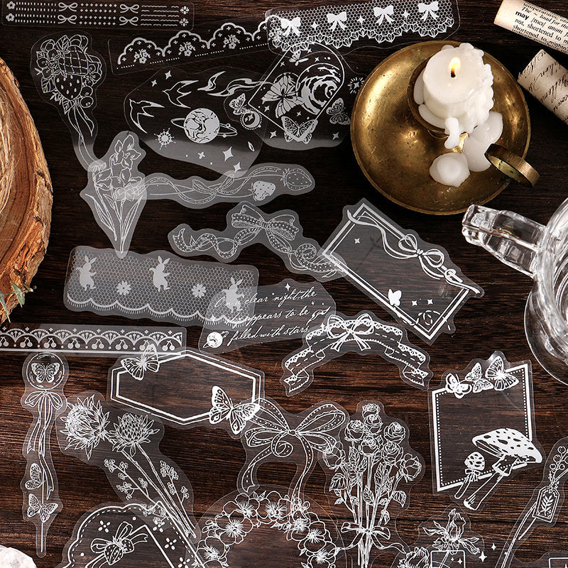 White Ink Deco Stickers | | Scrapbooking | Retro Sticker Pack