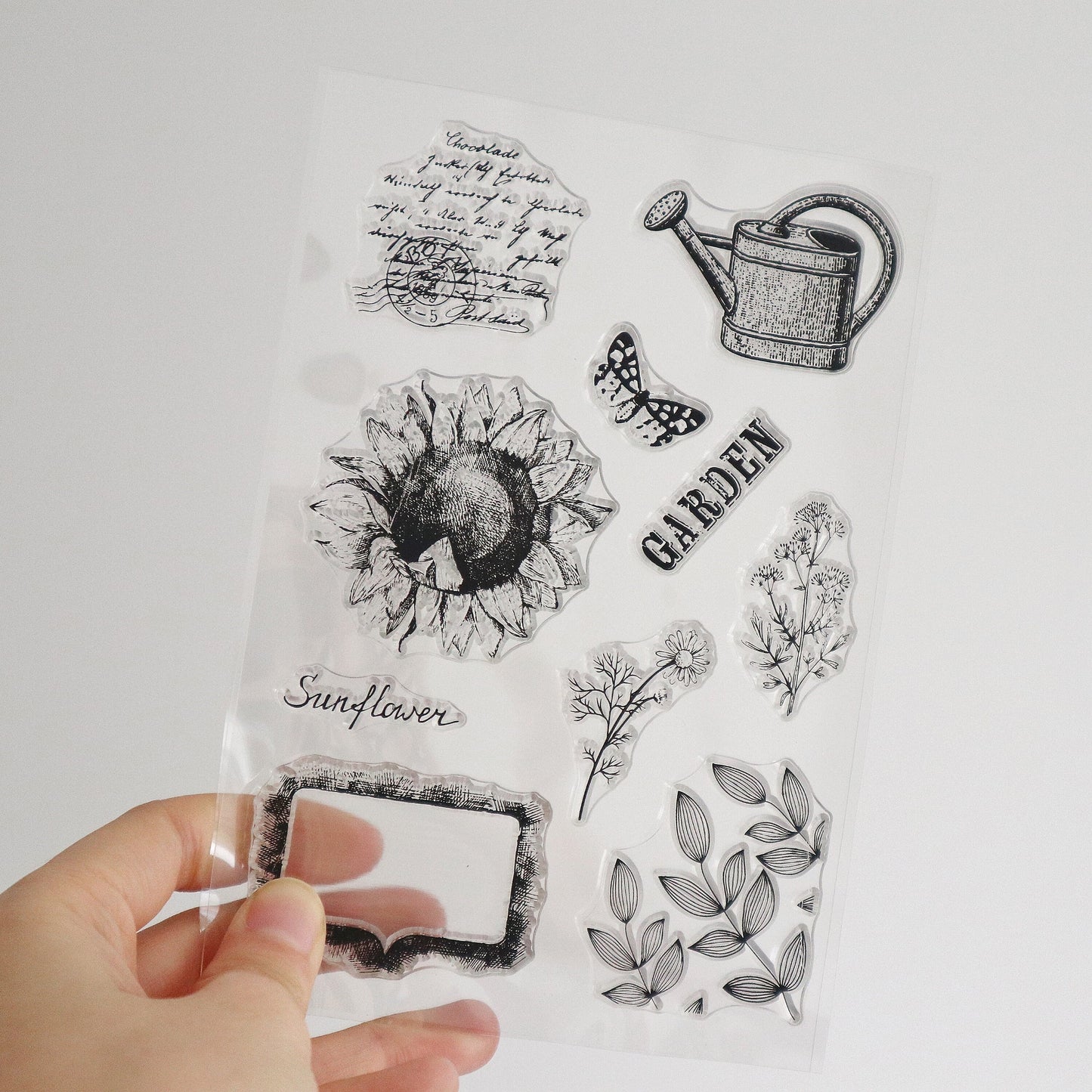 Sunflower Silicone Stamp | Transparent Clear Stamp Set | Scrapbooking Stamp | Planner Stamp | | Midori Traveler’s Notebook