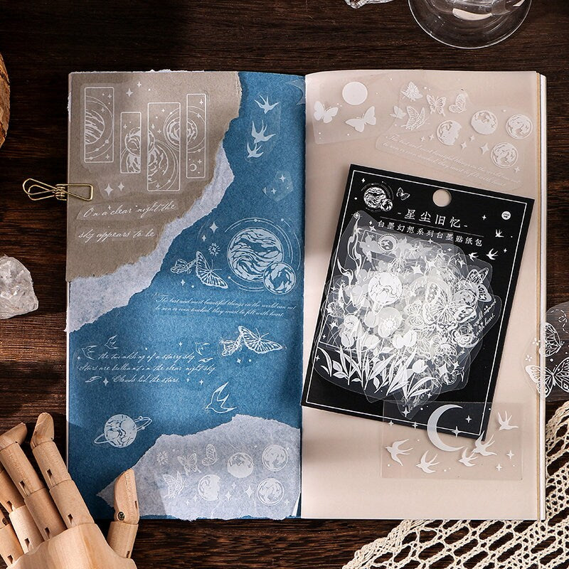 White Ink Deco Stickers | | Scrapbooking | Retro Sticker Pack