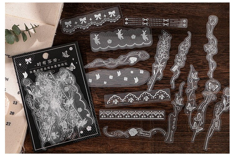 White Ink Deco Stickers | | Scrapbooking | Retro Sticker Pack
