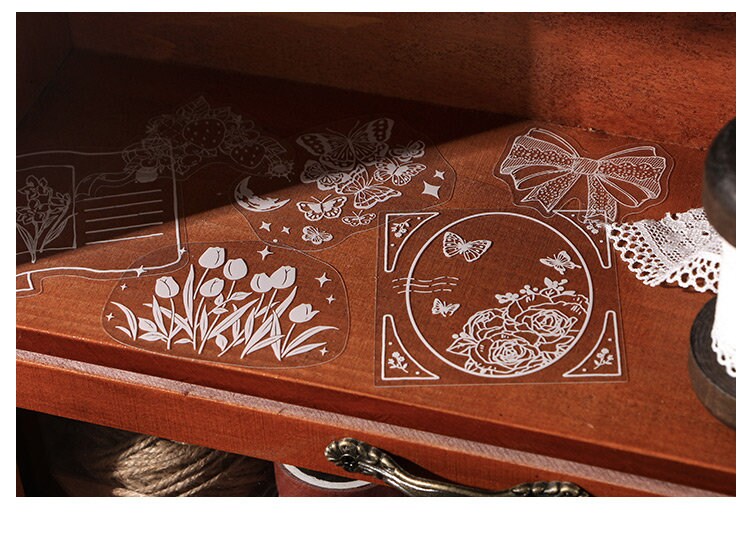 White Ink Deco Stickers | | Scrapbooking | Retro Sticker Pack