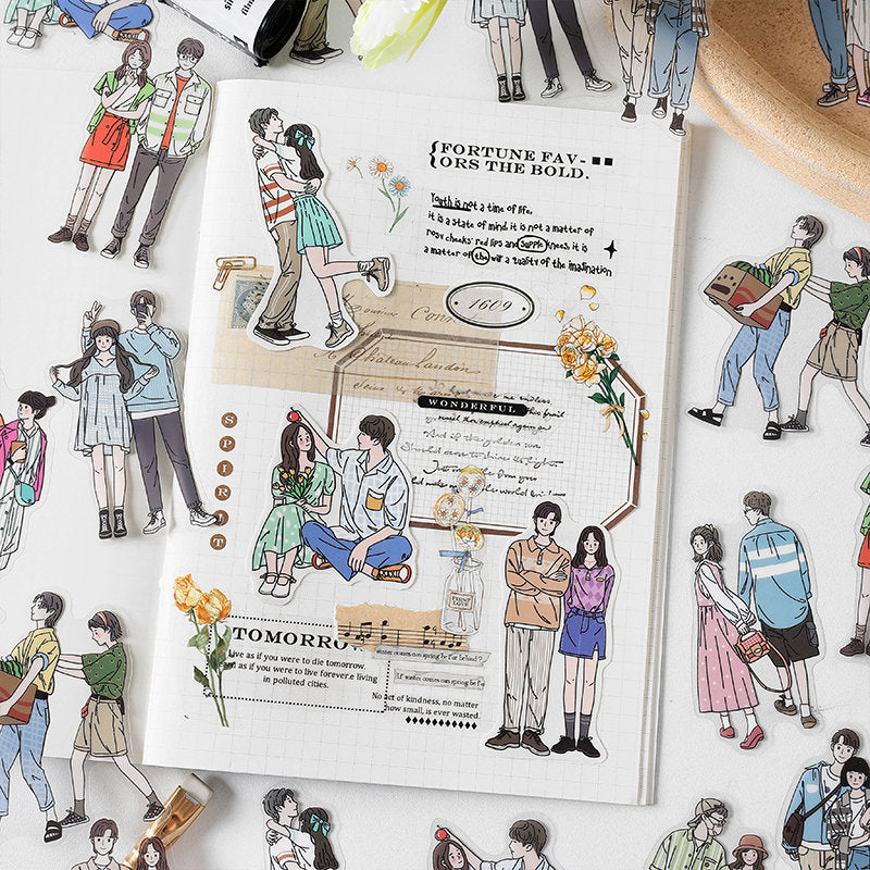 20 pcs Lovers Couple Sticker Pack / Journal Supplies / Stickers / Planner Sticker Set / Junk Journal / Die Cut Stickers