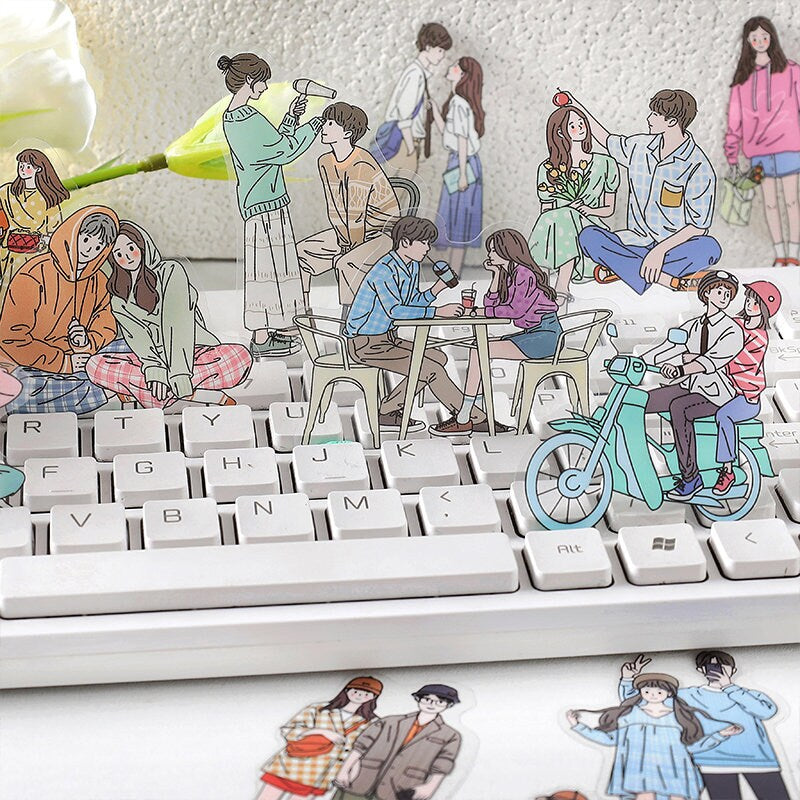 20 pcs Lovers Couple Sticker Pack / Journal Supplies / Stickers / Planner Sticker Set / Junk Journal / Die Cut Stickers
