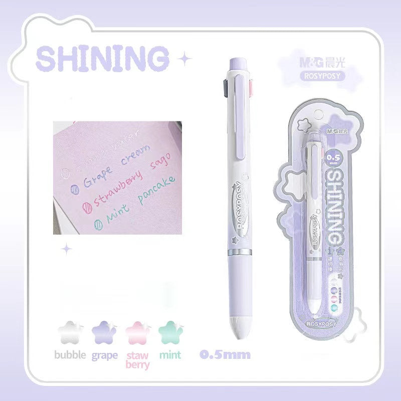 4-in-1 Multi-Color Gel Pen | Aesthetic Pens | Cute Student Journal Planner Pens Writing Supplies Stationary Back to School