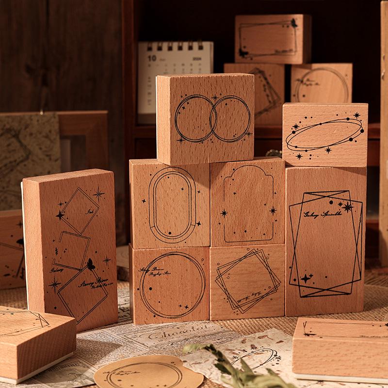 Ornamental Frame Stamp Set for Crafting and Scrapbooking | Decorative Wooden Stamp Kit for Bullet Journals, Planners, and DIY Paper Projects