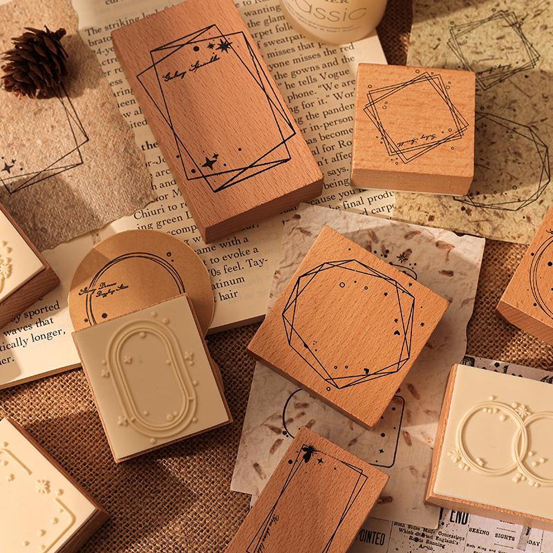 Ornamental Frame Stamp Set for Crafting and Scrapbooking | Decorative Wooden Stamp Kit for Bullet Journals, Planners, and DIY Paper Projects