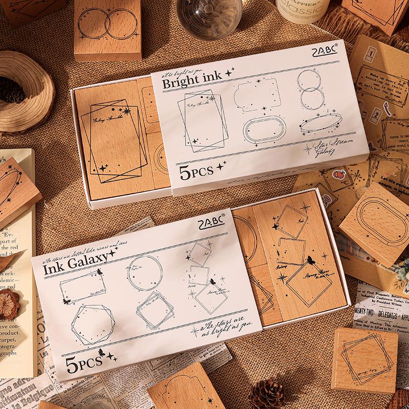 Ornamental Frame Stamp Set for Crafting and Scrapbooking | Decorative Wooden Stamp Kit for Bullet Journals, Planners, and DIY Paper Projects
