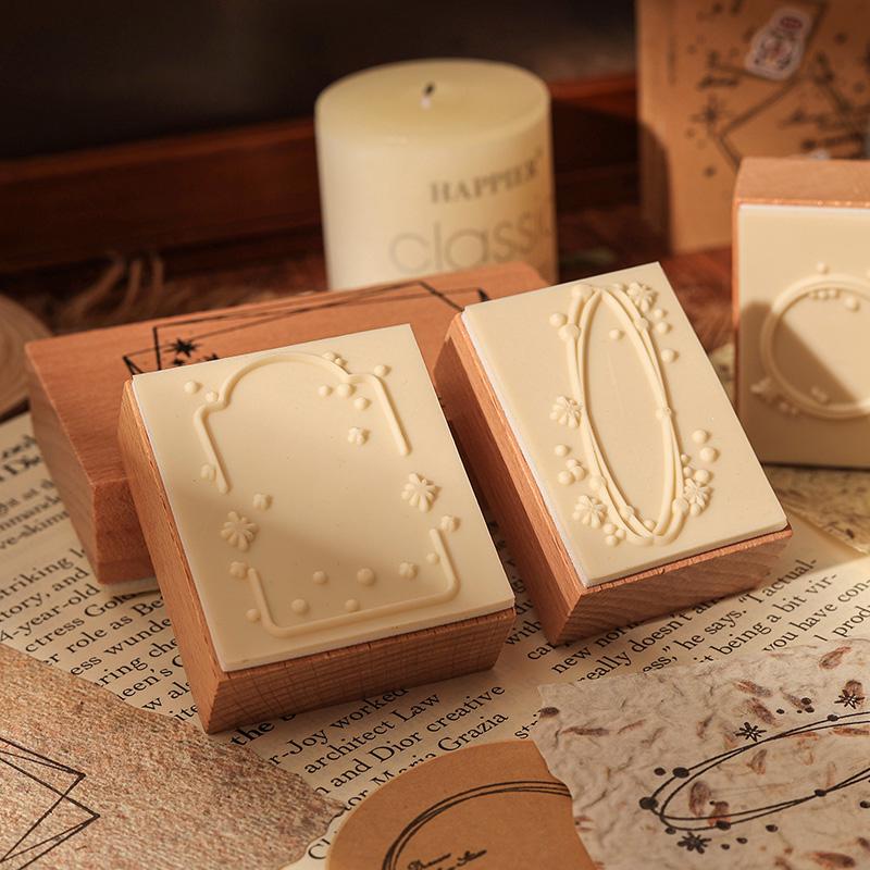 Ornamental Frame Stamp Set for Crafting and Scrapbooking | Decorative Wooden Stamp Kit for Bullet Journals, Planners, and DIY Paper Projects
