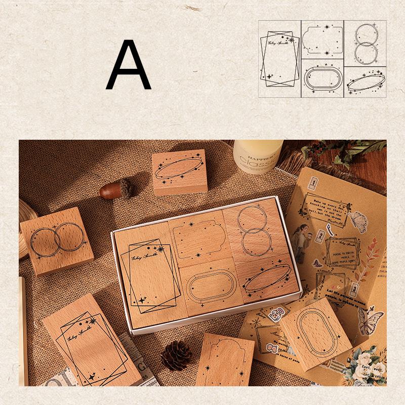 Ornamental Frame Stamp Set for Crafting and Scrapbooking | Decorative Wooden Stamp Kit for Bullet Journals, Planners, and DIY Paper Projects