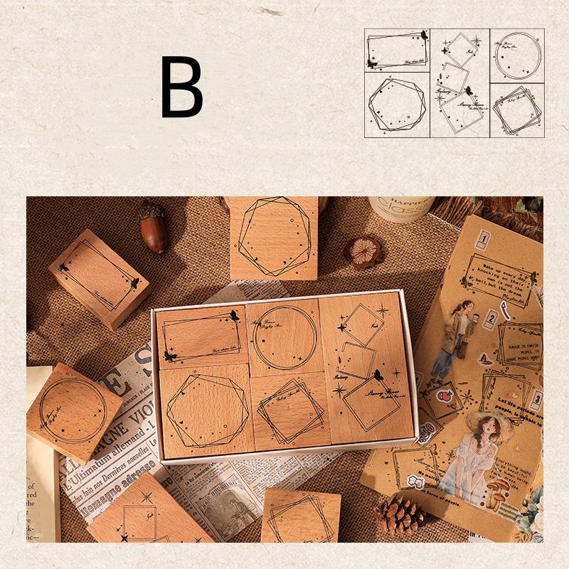 Ornamental Frame Stamp Set for Crafting and Scrapbooking | Decorative Wooden Stamp Kit for Bullet Journals, Planners, and DIY Paper Projects