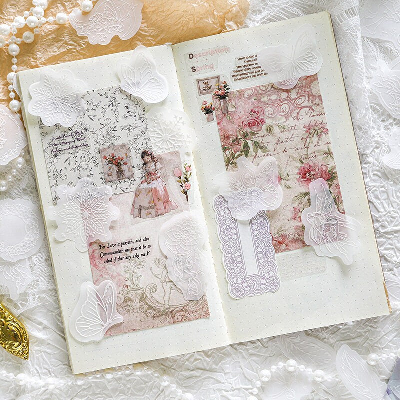 30pcs Pure White Dream Collage Material Paper | Vellum Paper | DIY Junk Journal Scrapbooking Cards Background Decoration Paper Supplies