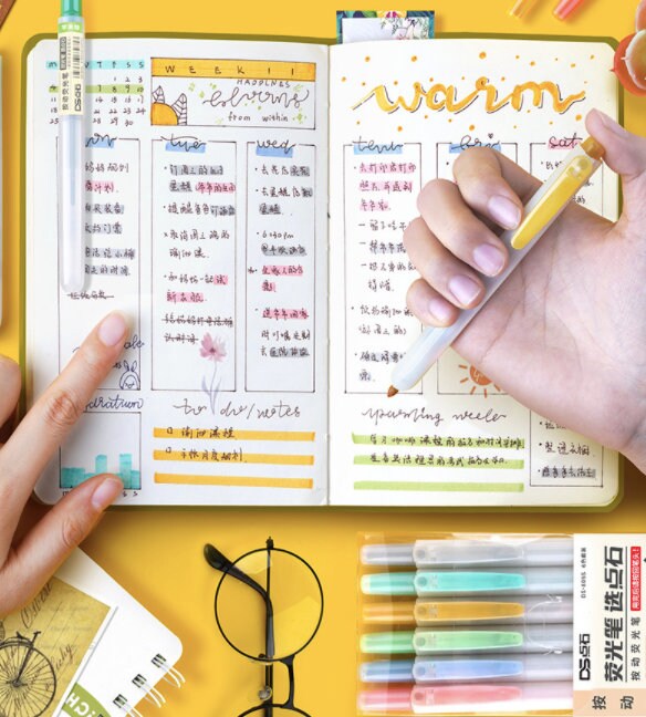 Pastel Highlighter Pen | Fluorescent Pen|Kawaii Markers | DIY Photo Album Journal Planner | Student Stationery Supplies