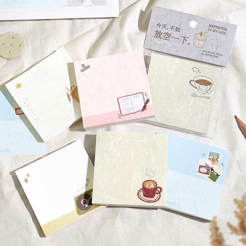 100pcs Cute Notepad | Coffee Book Planner Memo Pad | Writing Pad | Planner Memo | Stationery Planner Journal Accessory Supplies