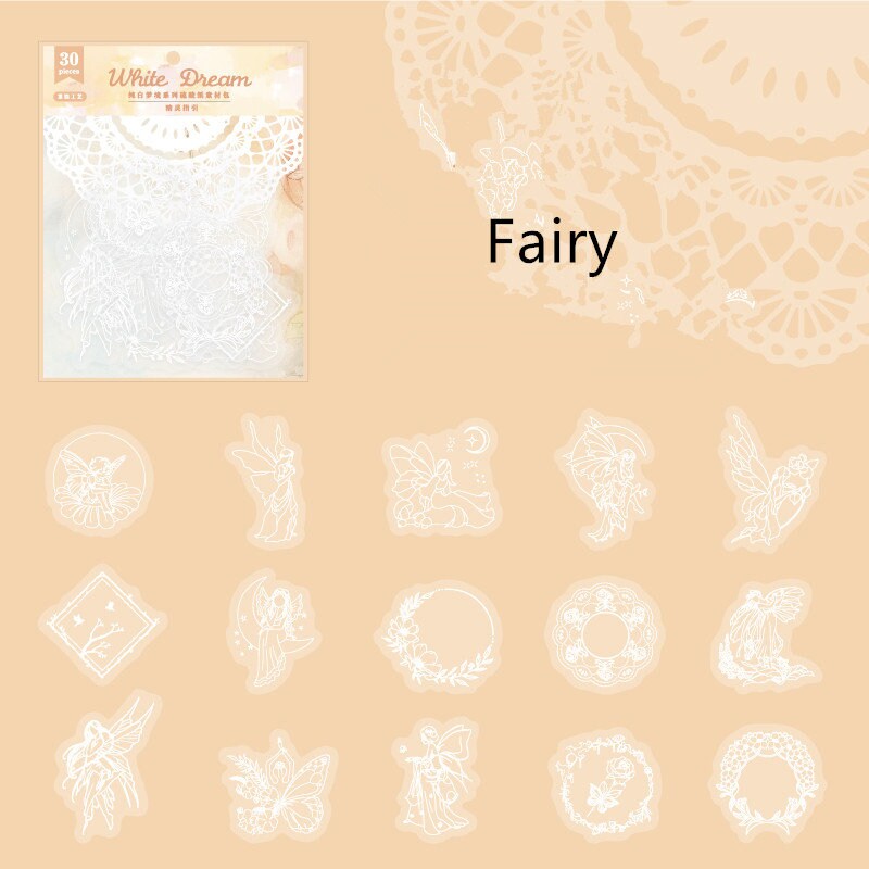 30pcs Pure White Dream Collage Material Paper | Vellum Paper | DIY Junk Journal Scrapbooking Cards Background Decoration Paper Supplies