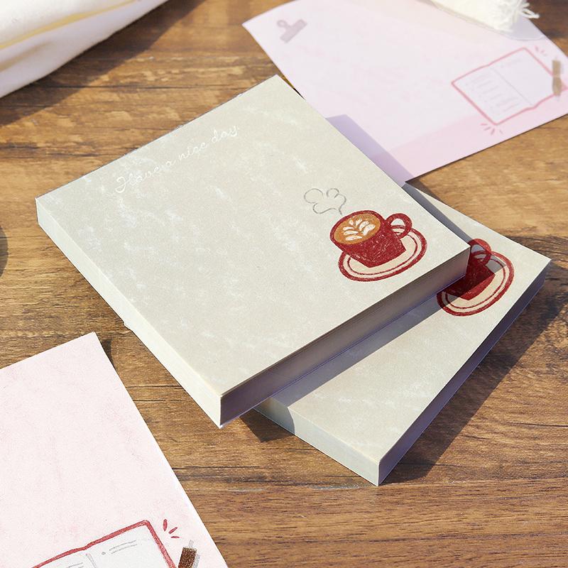 100pcs Cute Notepad | Coffee Book Planner Memo Pad | Writing Pad | Planner Memo | Stationery Planner Journal Accessory Supplies