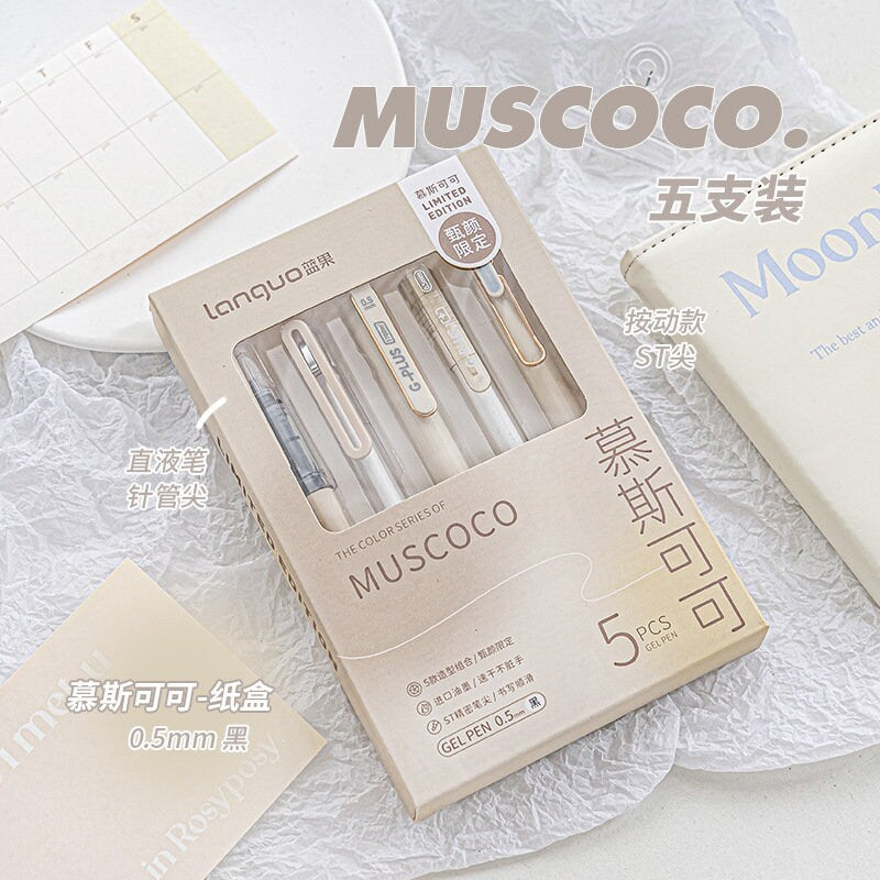 5pcs Simplicity Color Pen Set | Black Gel Ink Pens | Planner Pens | Creative Stationery | School Supplies