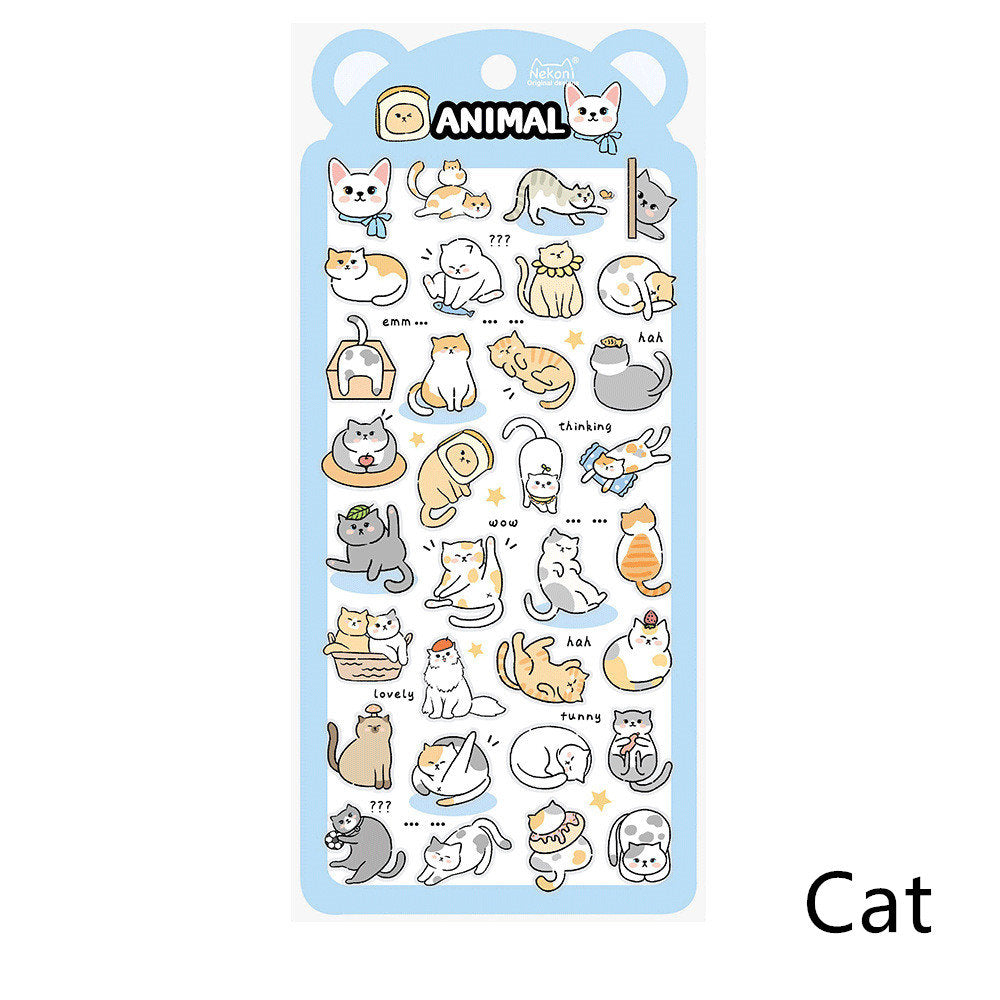 Nekoni Korean Cute Cat Dog Panda Bird Sheep Squirrel Racoon Stickers | Kawaii Animal Planner Stickers Junk Journal Scrapbooking Supplies
