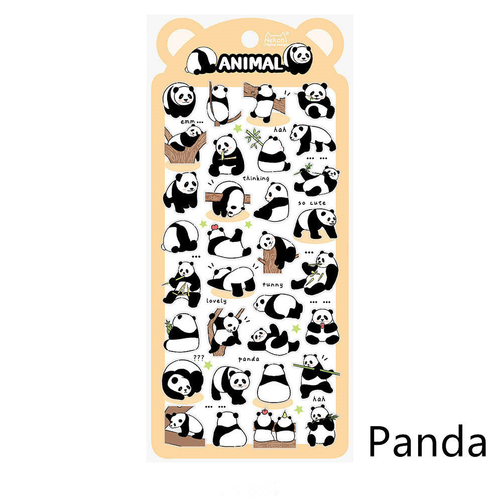 Nekoni Korean Cute Cat Dog Panda Bird Sheep Squirrel Racoon Stickers | Kawaii Animal Planner Stickers Junk Journal Scrapbooking Supplies