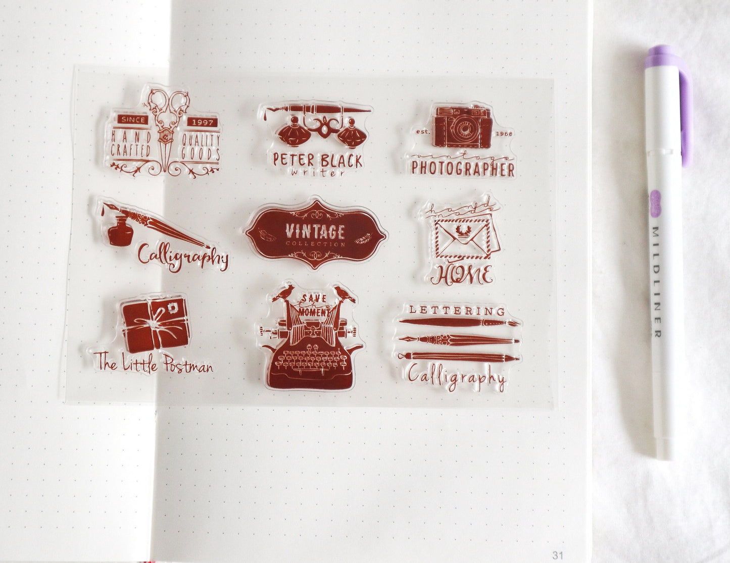 Writing Silicone Stamp | Transparent Clear Stamp Set | Scrapbooking Stamp | Planner Stamp | | Midori Traveler’s Notebook
