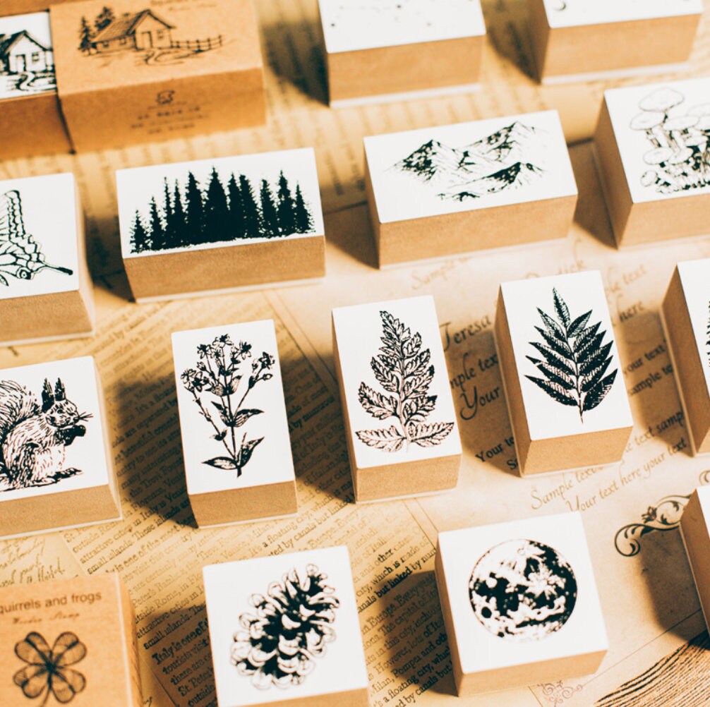 Jungle Series Rubber Stamp | Wooden Stamp Set | Scrapbooking Stamp | Planner Stamp