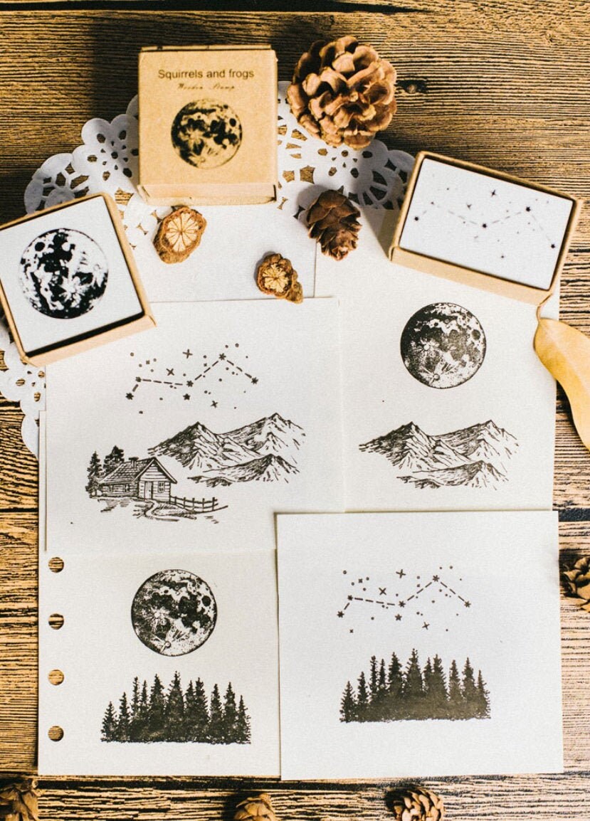Jungle Series Rubber Stamp | Wooden Stamp Set | Scrapbooking Stamp | Planner Stamp