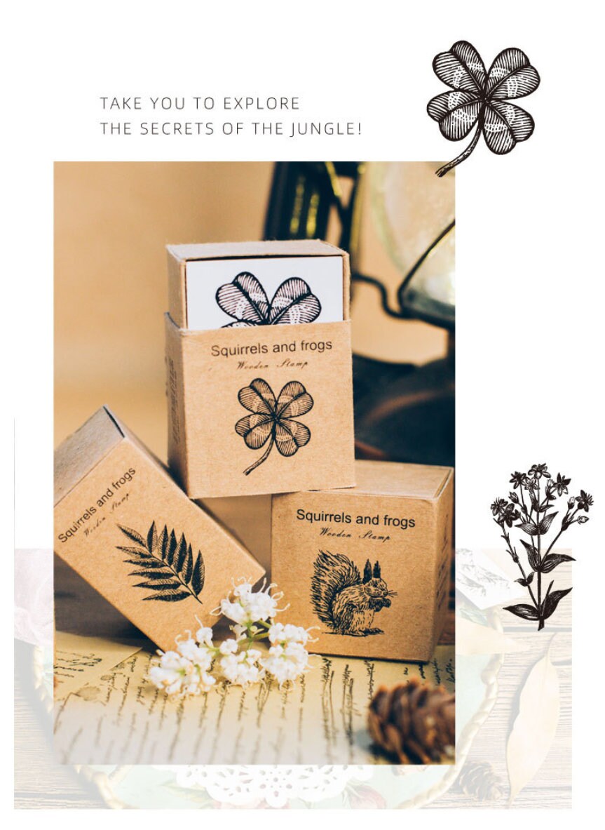 Jungle Series Rubber Stamp | Wooden Stamp Set | Scrapbooking Stamp | Planner Stamp