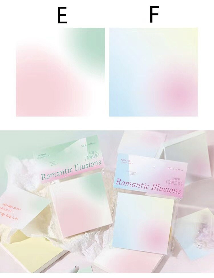 Romantic Illusions Creative Gradient Note Pad | Memo Pad | Colorful Writing Pad | Creative DIY Decor Stationary Student Supplies