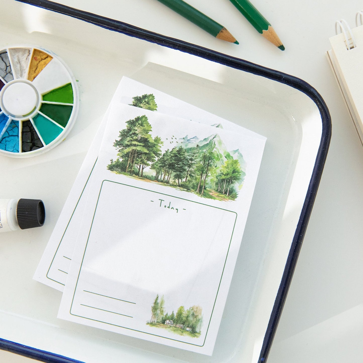 Forest Diary Notepad | Landscape Note Pad | Cute Memo Pad | Planner Memo | Stationery Planner Journal Notebook School Accessory Supplies