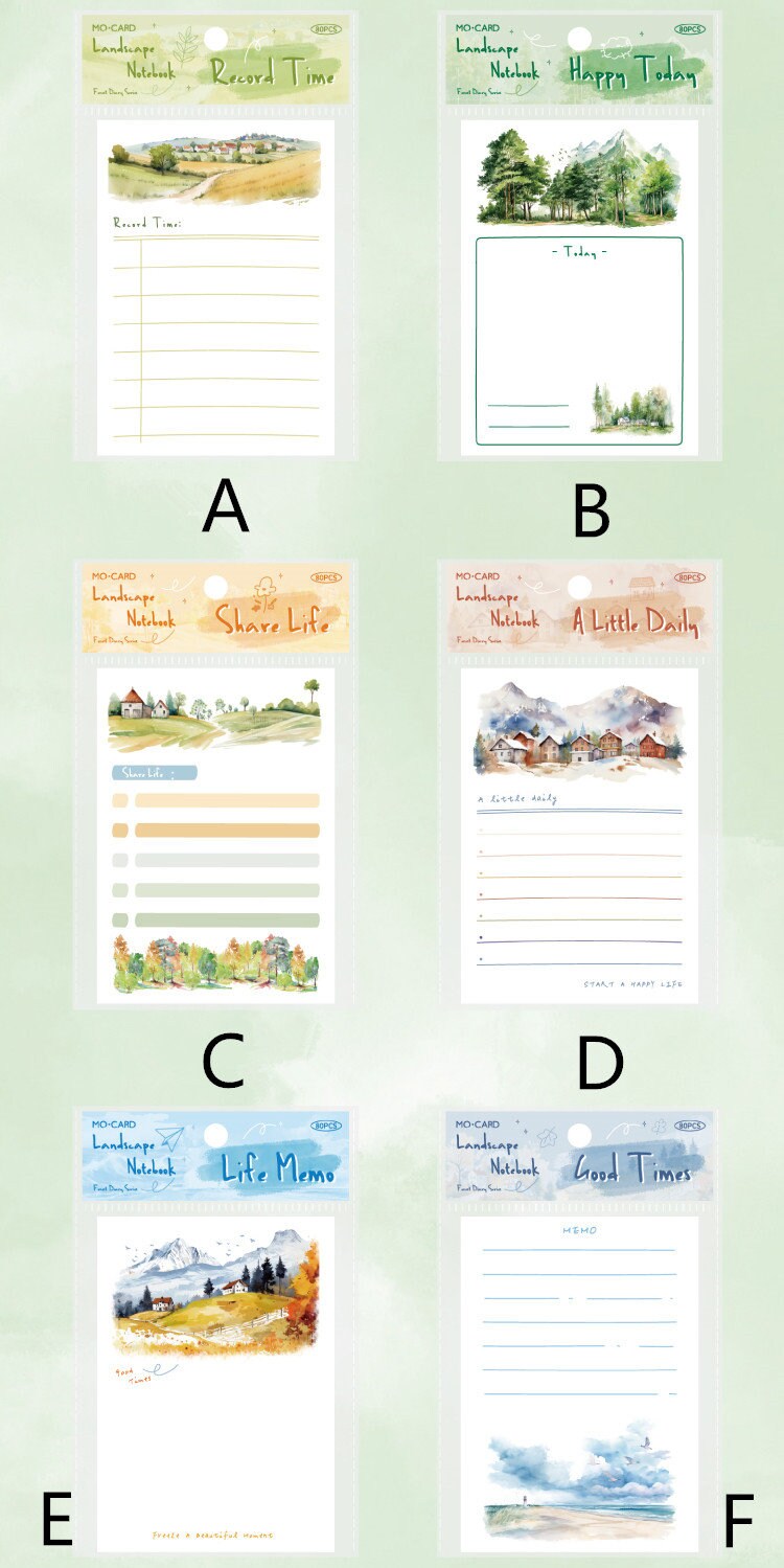 Forest Diary Notepad | Landscape Note Pad | Cute Memo Pad | Planner Memo | Stationery Planner Journal Notebook School Accessory Supplies