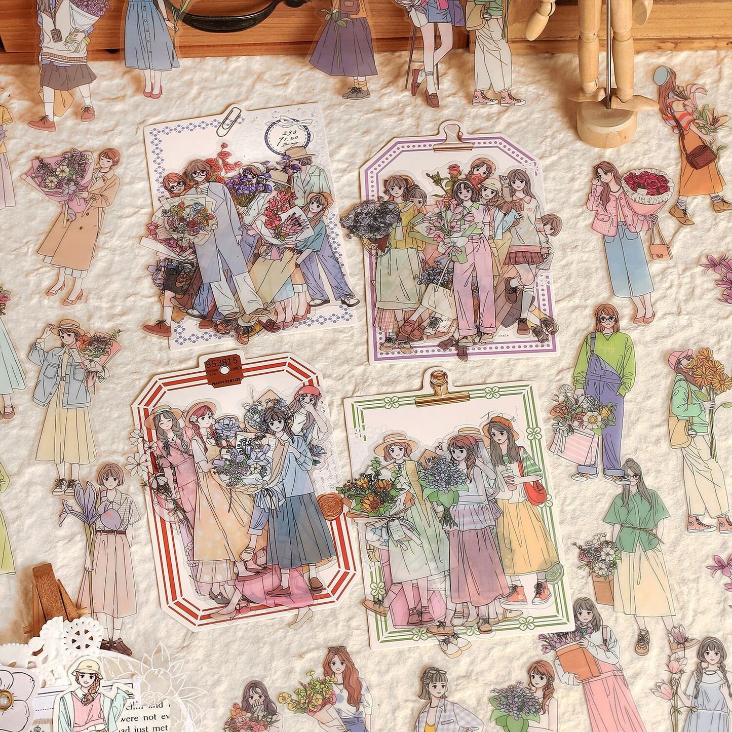 Fashion Girl Who Loves Flowers Sticker Pack / Stickers / Planner Sticker Set / Junk Journal / Die Cut Stickers / Sticker Bag