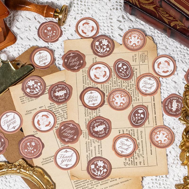 30pcs Retro Sealing Wax Sticker Pack | Three-dimensional Embossed | Envelope Sealing | Wax Sealing Sticker | Junk Journal Card Gift Wrapping
