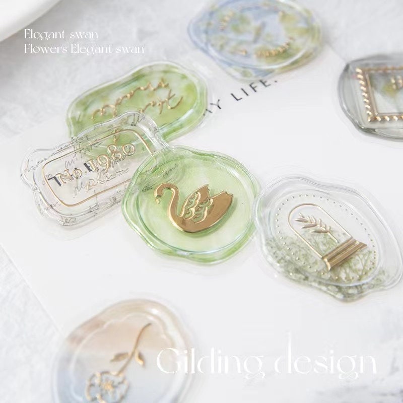 Hot Stamping Fire Paint Seal Stickers Pack Sealing Stickers / Wax Sealing Sticker / Envelope Sealing / DIY Journaling Planner Supplies