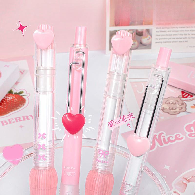 Black and Pink Gel Ink Pen Set | 0.5mm Black Ink Quick-Dry Pens | Kawaii Cute Planner Pens School Office Supplies Study Stationery